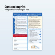 Home maintenance and safety guide with customizable branding on a light blue background