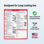 CPR & Choking (Infants & Children) – Custom Laminated Reference Cards with Marker