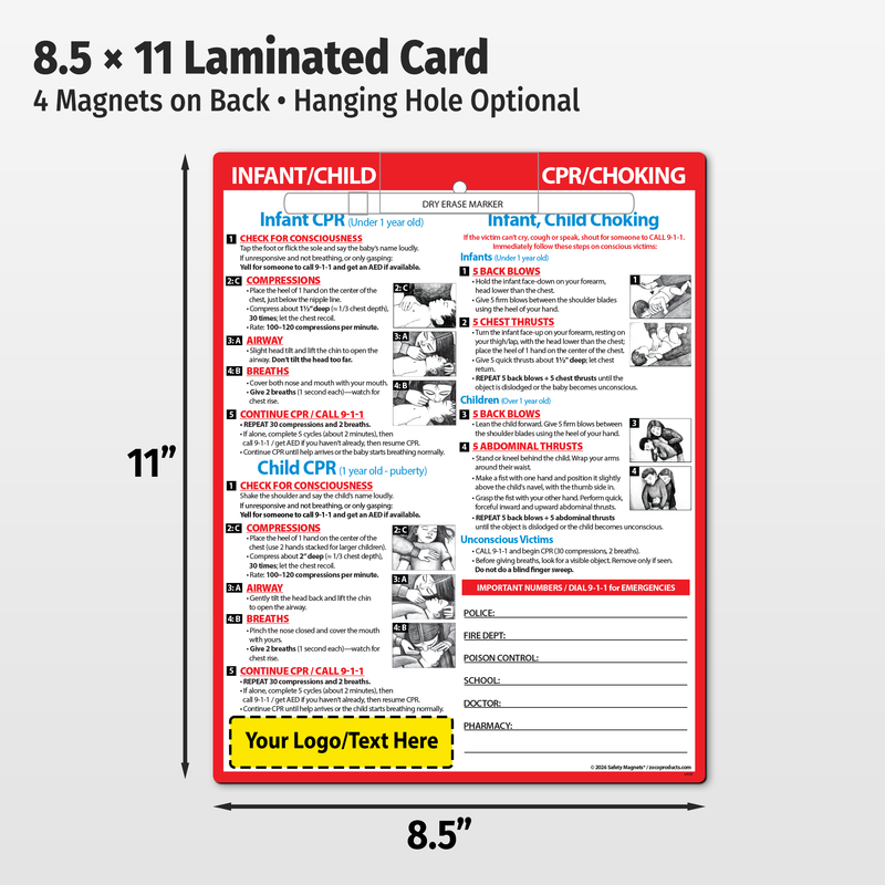 CPR & Choking (Infants & Children) – Custom Laminated Cards with Markers