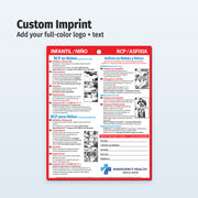 Educational magnet on infant resuscitation with text and images, featuring Emergency Health logo.