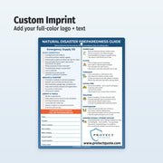 Natural Disaster Preparedness Guide with customizable branding options on a light blue background