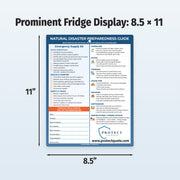 Natural Disaster Preparedness Guide poster with dimensions 8.5 x 11 on a light blue background