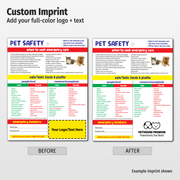 Pet Safety & CPR – Custom Laminated Cards – 8.5 x 11 – Minimum 100