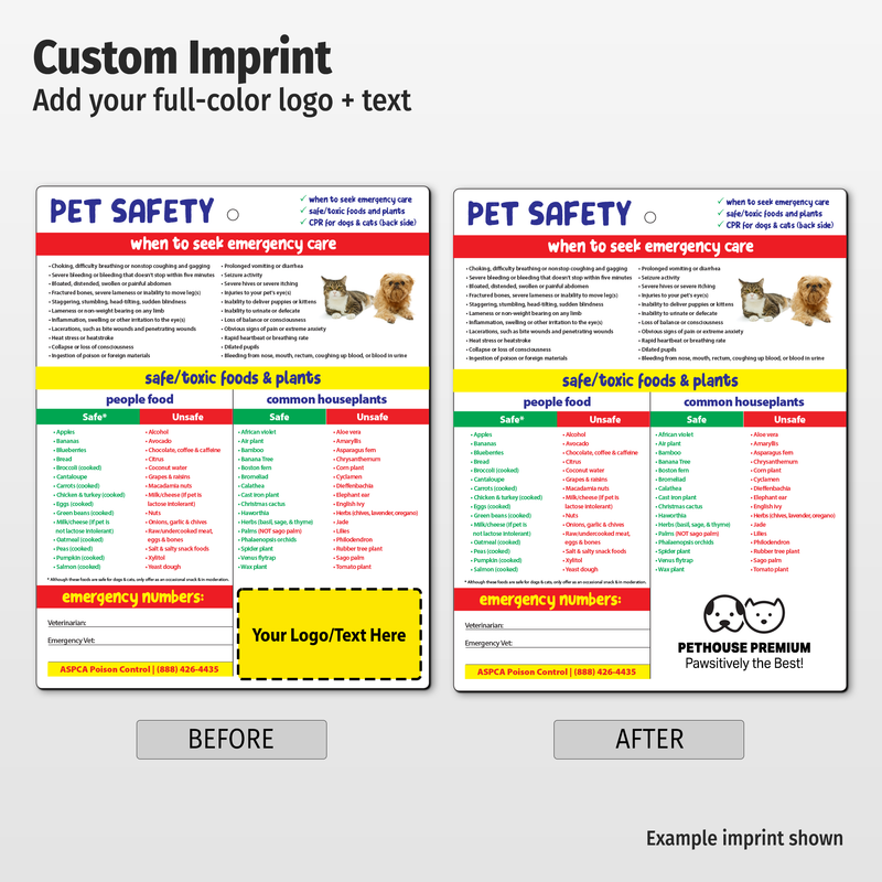 Pet Safety & CPR – Custom Laminated Cards – 8.5 x 11 – Minimum 100