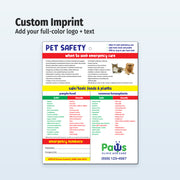 Pet Safety & CPR – Custom Laminated Reference Cards with Magnets – 8.5 x 11 – Minimum 100