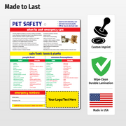 Pet Safety & CPR – Custom Laminated Cards – 8.5 x 11 – Minimum 100