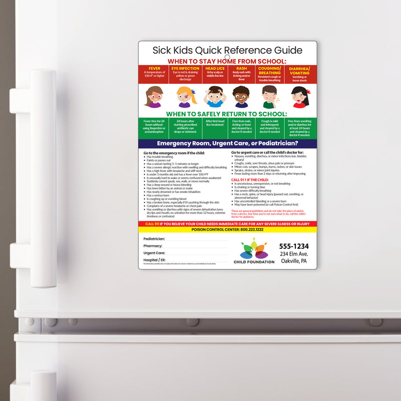 Sick Kids (When to Stay Home from School) - Custom Laminated Cards