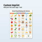 Chart titled 'Smart Food Choices for Seniors' with food categories and corresponding images on a white background.