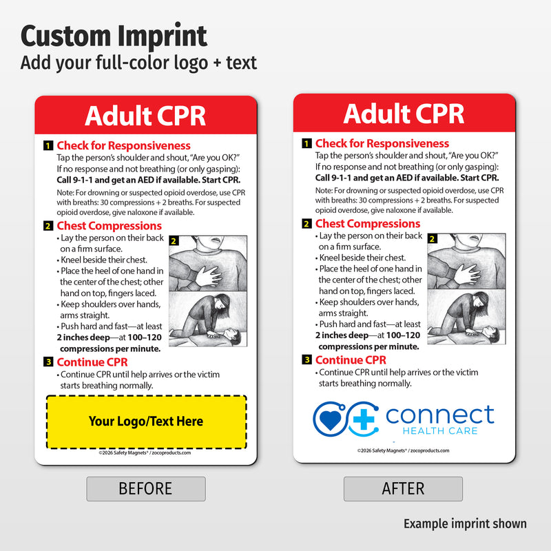 Adult CPR – Custom Safety Magnets® – 3 x 5 – Minimum 100