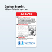 CPR instruction magnet with text and illustrations 