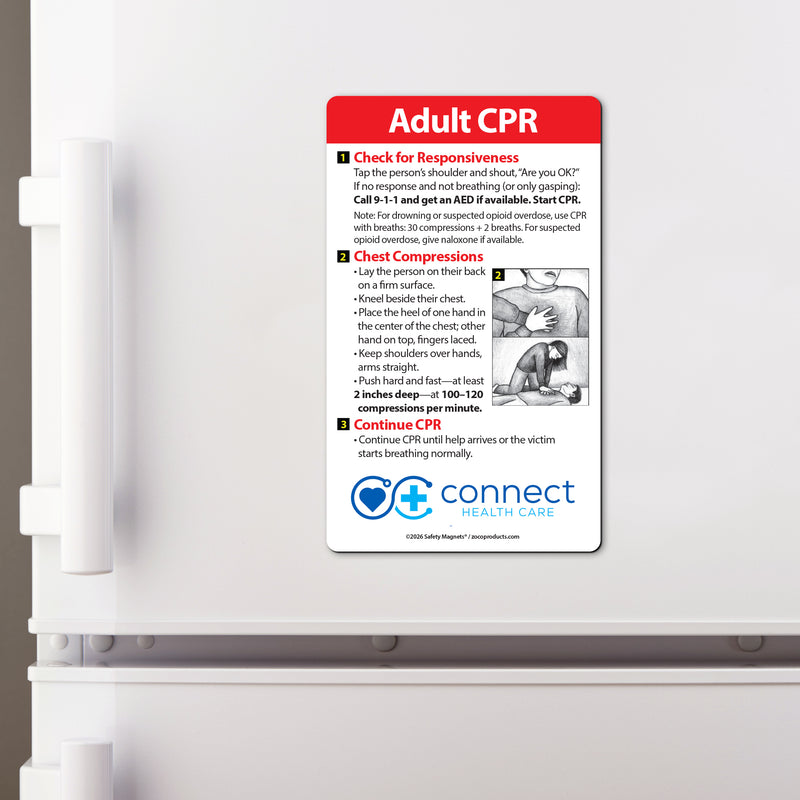 Adult CPR – Custom Safety Magnets® – 3 x 5 – Minimum 100