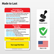 Heart Attack & Stroke Warning Signs – Custom Safety Magnets® – 3 x 5 – Minimum 100