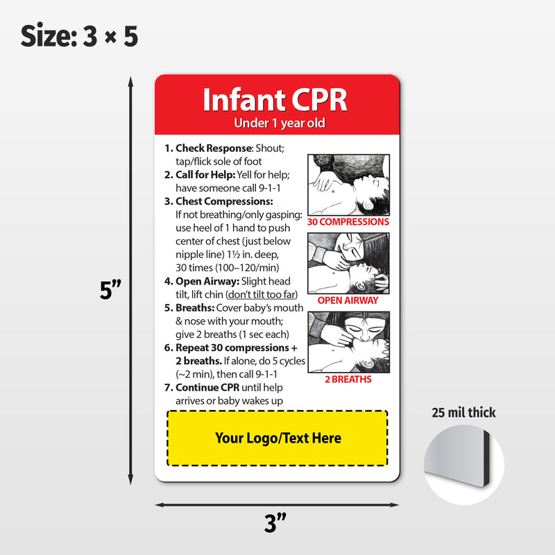 Infant CPR – Custom Safety Magnets® – 3 x 5 – Minimum 100