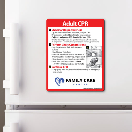 Adult CPR Steps — Custom Safety Magnets — 4 × 5 — Minimum 100