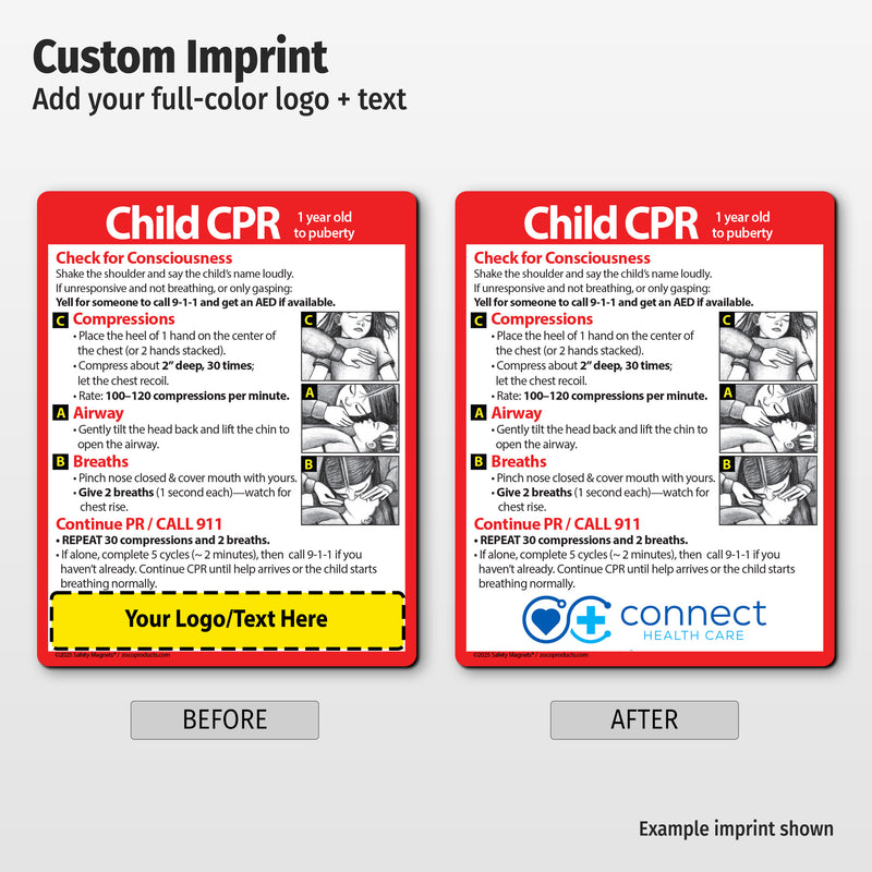Child CPR — Custom Safety Magnets — 4 × 5 — Minimum 100