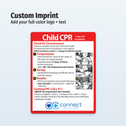 Child CPR card with text and images on a light gray background