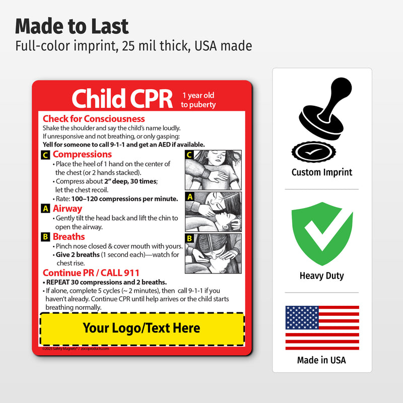 Child CPR — Custom Safety Magnets — 4 × 5 — Minimum 100