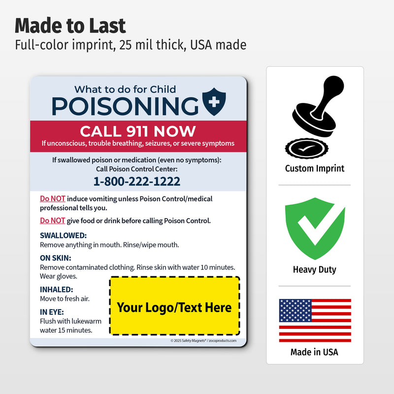 Poisoning First Aid – Custom Safety Magnets – 4 × 5 – Minimum 100