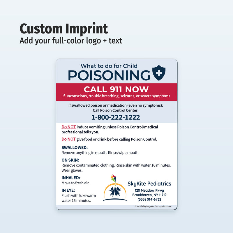 Poisoning First Aid – Custom Safety Magnets – 4 × 5 – Minimum 100