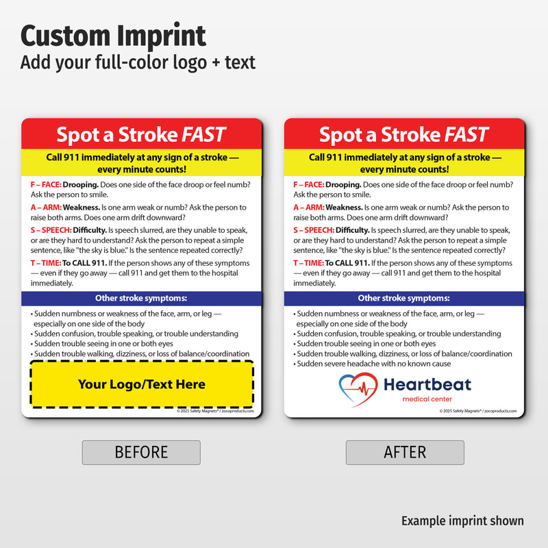 FAST Stroke Signs — Custom Safety Magnets — 4 × 5 — Minimum 100