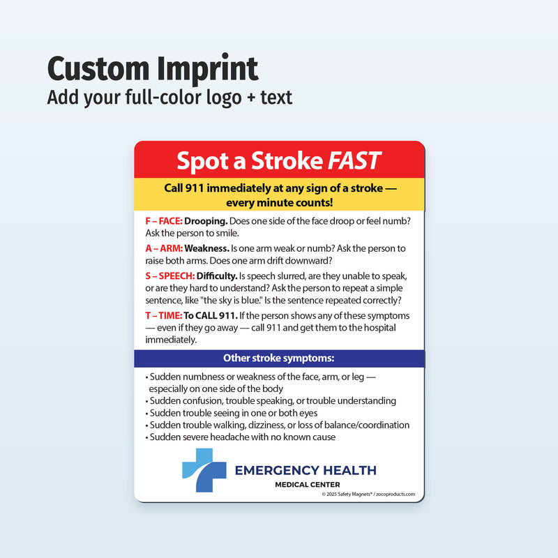FAST Stroke Signs — Custom Safety Magnets — 4 × 5 — Minimum 100
