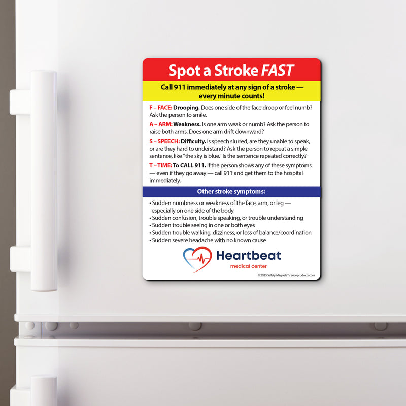 FAST Stroke Signs — Custom Safety Magnets — 4 × 5 — Minimum 100