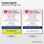 Heart Attack Signs in Women — Custom Safety Magnets — 4 × 5 — Minimum 100