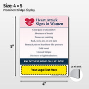 Heart Attack Signs in Women — Custom Safety Magnets — 4 × 5 — Minimum 100