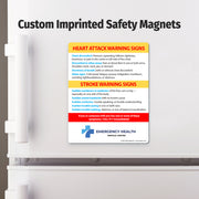 Emergency magnet displayed on refrigerator for quick access