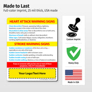 Heart Attack & Stroke Warning Signs — Custom Safety Magnets — 4 × 5 — Minimum 10