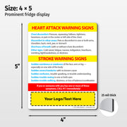 Heart Attack & Stroke Warning Signs — Custom Safety Magnets — 4 × 5 — Minimum 10