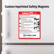 Custom Infant CPR Safety Magnet with instructions and illustrations 