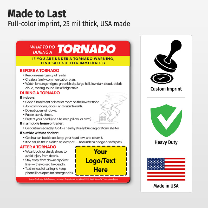 Tornado Safety Steps — Custom Safety Magnets — 4 × 5 — Minimum 100