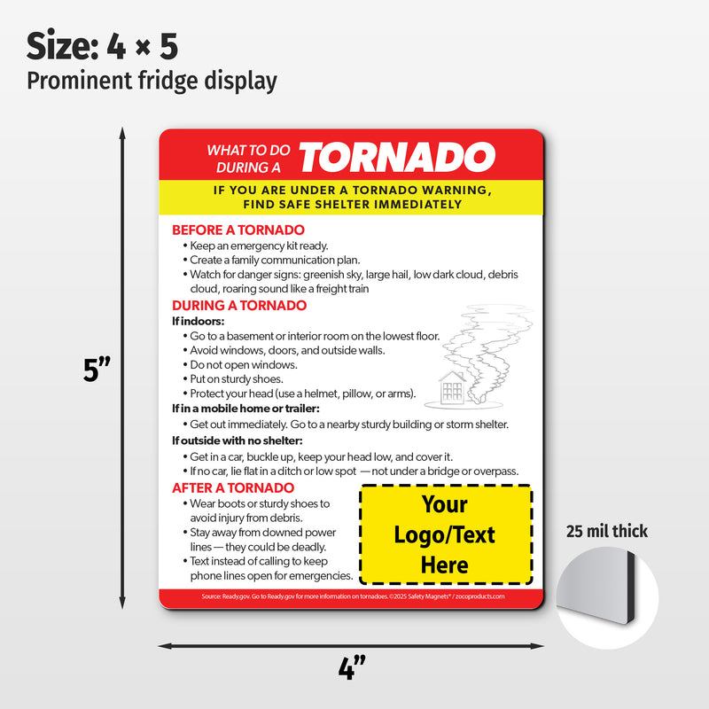 Tornado Safety Steps — Custom Safety Magnets — 4 × 5 — Minimum 100