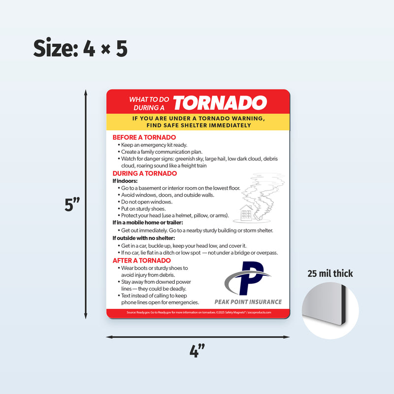 Tornado Safety — Custom Safety Magnets — 4 × 5 — Minimum 100