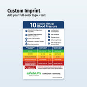 Custom high blood pressure magnet with organization logo and contact information for patient education and community outreach.