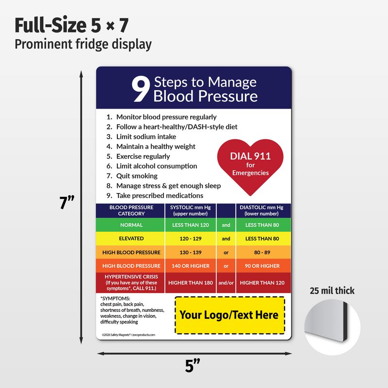 Managing Blood Pressure — Custom Magnets — 5 × 7 — Minimum 100