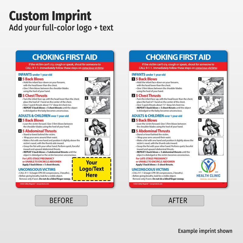 Choking First Aid for Infant, Child, & Adult — Custom Magnets — 5 × 7 — Minimum 100