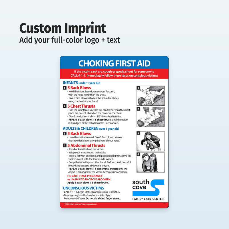 Choking First Aid for Infant, Child, & Adult — Custom Magnets — 5 × 7 — Minimum 100