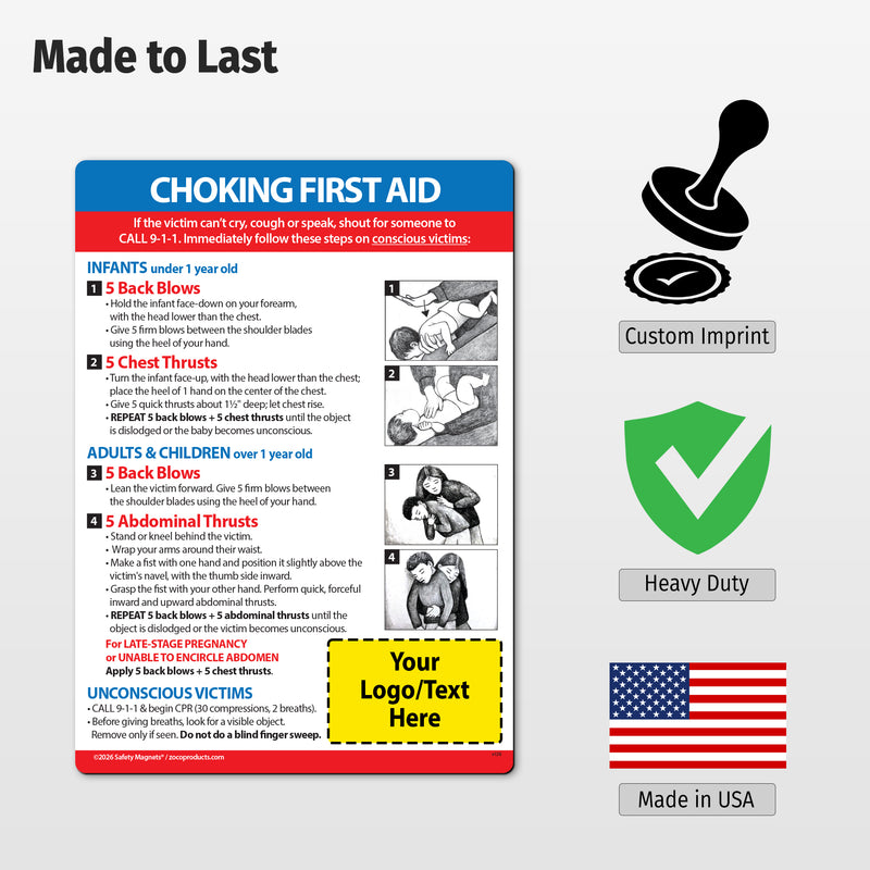 Choking First Aid for Infant, Child, & Adult — Custom Magnets — 5 × 7 — Minimum 100