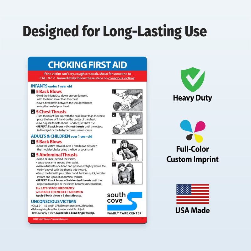 Choking First Aid for Infant, Child, & Adult — Custom Magnets — 5 × 7 — Minimum 100