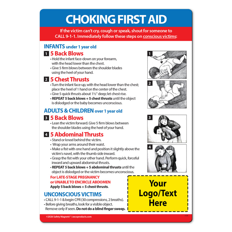 Choking First Aid for Infant, Child, & Adult — Custom Magnets — 5 × 7 — Minimum 100