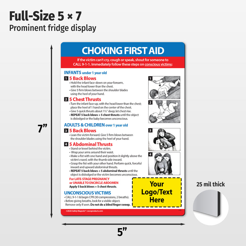 Choking First Aid for Infant, Child, & Adult — Custom Magnets — 5 × 7 — Minimum 100