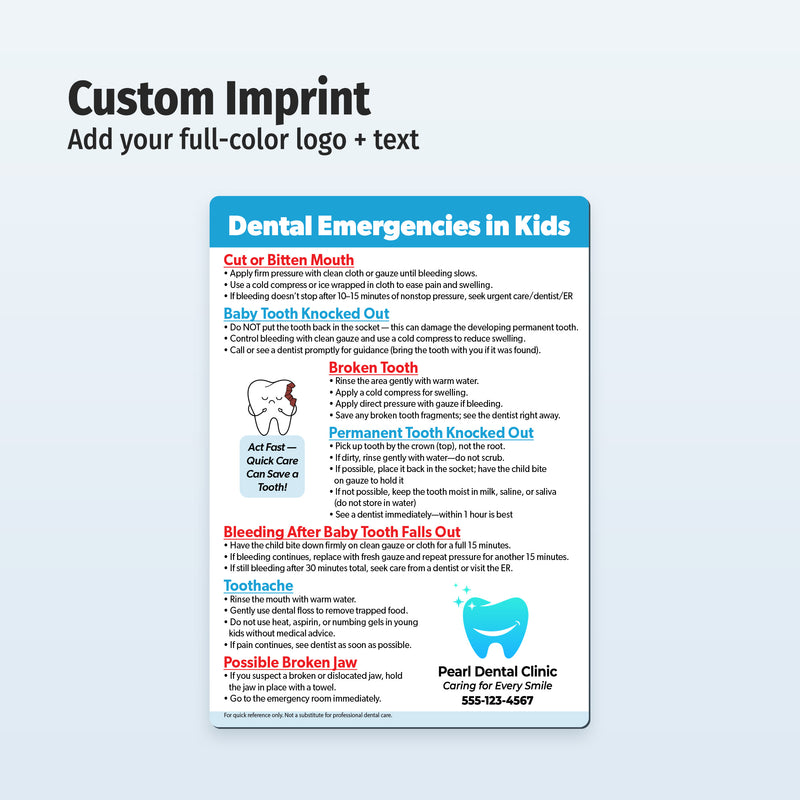 Kids Dental Emergencies — Custom Magnets — 5 × 7 — Minimum 100