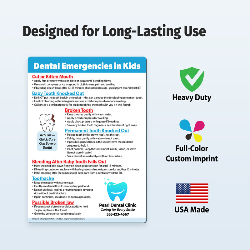 Kids Dental Emergencies — Custom Magnets — 5 × 7 — Minimum 100