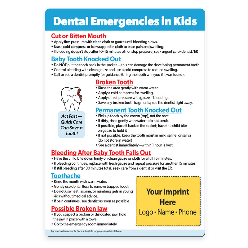 Kids Dental Emergencies — Custom Magnets — 5 × 7 — Minimum 100