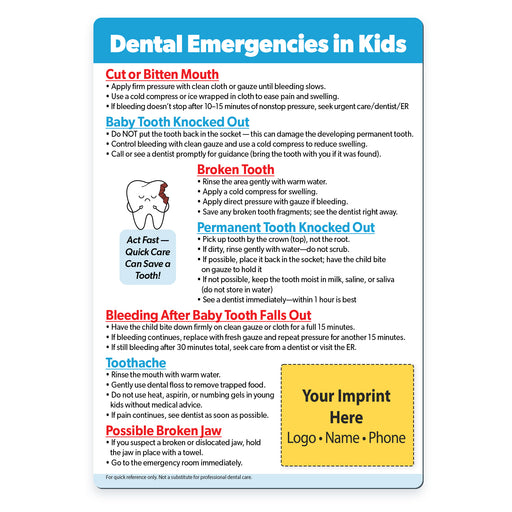 Kids Dental Emergencies — Custom Magnets — 5 × 7 — Minimum 100