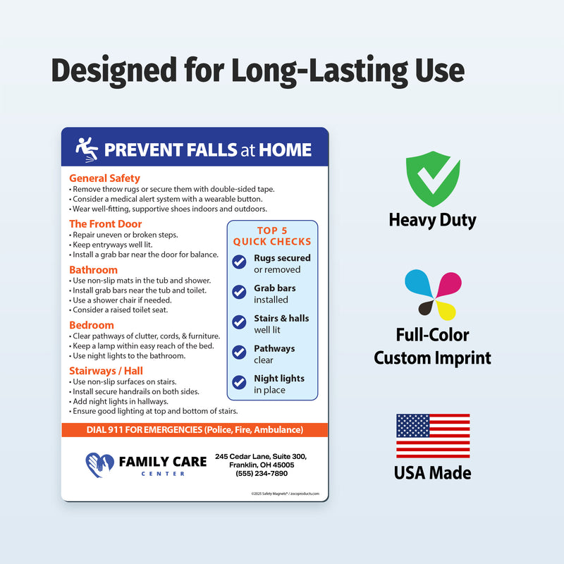 Prevent Falls at Home — Custom Magnets — 5 × 7 — Minimum 100