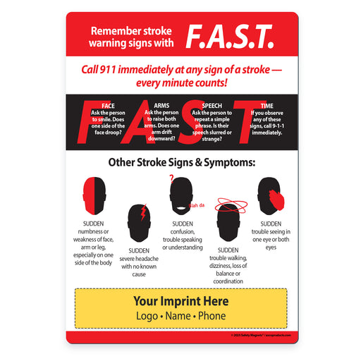 FAST Stroke Warning Signs — Custom Magnets — 5 × 7 — Minimum 100