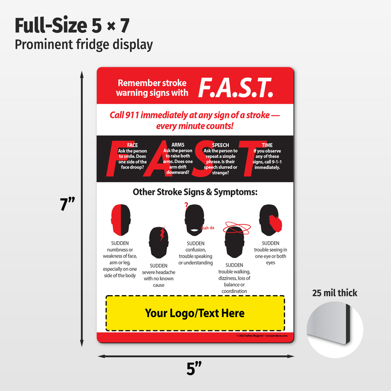 FAST Stroke Warning Signs — Custom Magnets